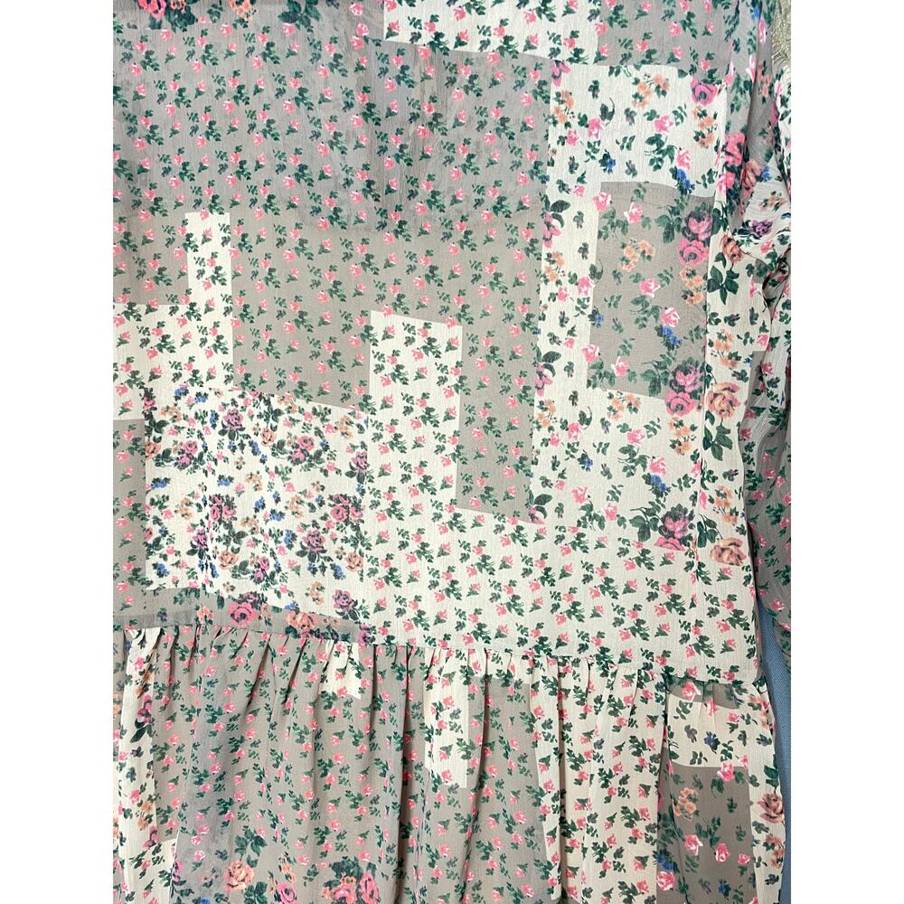 Easel Patchwork Sheer Oversized Peplum Tunic Shir… - image 5